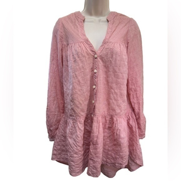 KOCH STRIPPED BUTTON DOWN TUNIC TOP - Picture 1 of 5